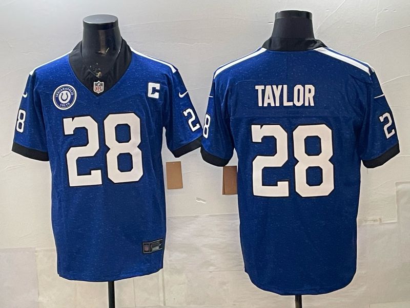 Men 2026 Indianapolis Colts #28 Taylor Blue Throwback 3th generation Nike Limited NFL Jersey style 03
